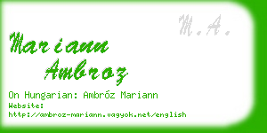 mariann ambroz business card